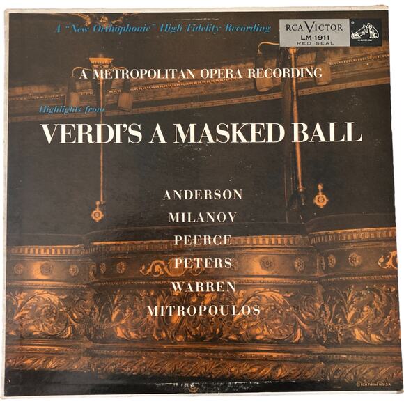Giuseppe Verdi - A Masked Ball (Highlights) 1955 Vinyl Record Double LP Opera - Picture 1 of 6
